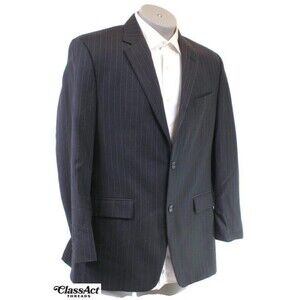 Michael Kors Mens Black Striped Wool Sport Coat Blazer Suit Jacket 40R